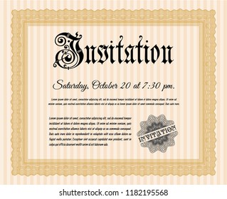 Orange Vintage invitation. Printer friendly. Good design. Detailed. 