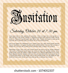  Orange Vintage invitation. With quality background. Beauty design. Vector illustration. 