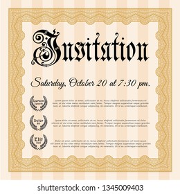 Orange Vintage invitation. With quality background. Vector illustration. Nice design. 