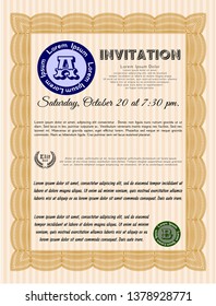 Orange Vintage invitation. With quality background. Cordial design. Customizable, Easy to edit and change colors. 