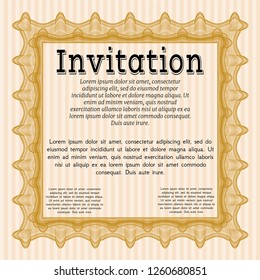Orange Vintage invitation. Retro design. Vector illustration. With background. 