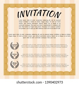 Orange Vintage invitation template. Beauty design. Vector illustration. With background. 
