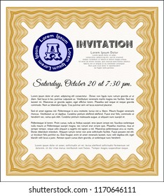 Orange Vintage invitation template. With complex background. Customizable, Easy to edit and change colors. Excellent design. 