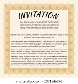 Orange Vintage invitation template. With complex linear background. Customizable, Easy to edit and change colors. Cordial design. 