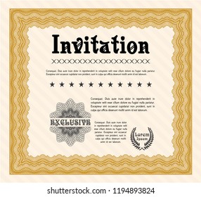 Orange Vintage invitation template. Customizable, Easy to edit and change colors. Easy to print. Money design. 