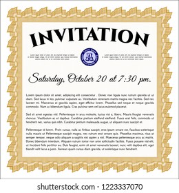 Orange Vintage invitation template. Customizable, Easy to edit and change colors. With complex background. Money design. 