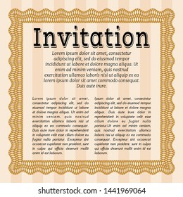 Orange Vintage invitation template. Customizable, Easy to edit and change colors. With quality background. Perfect design. 