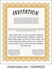 Orange Vintage invitation template. Easy to print. Superior design. Vector illustration. 