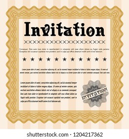 Orange Vintage invitation template. Easy to print. Vector illustration. Sophisticated design. 