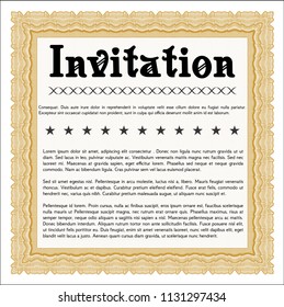 Orange Vintage invitation template. Elegant design. Detailed. With background. 