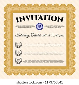 Orange Vintage invitation template. Good design. Customizable, Easy to edit and change colors. Printer friendly. 