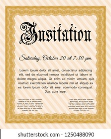 Orange Vintage invitation template. Nice design. With quality background. Detailed. 