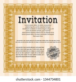 Orange Vintage invitation template. Nice design. Vector illustration. With complex background. 