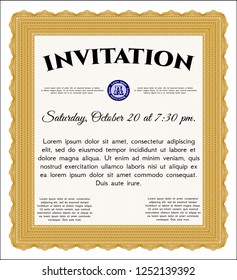 Orange Vintage invitation template. Printer friendly. Detailed. Money design. 