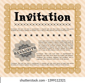 Orange Vintage invitation template. Printer friendly. Good design. Customizable, Easy to edit and change colors. 