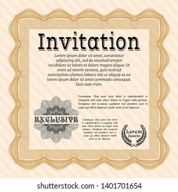 Orange Vintage invitation template. Printer friendly. Customizable, Easy to edit and change colors. Lovely design. 