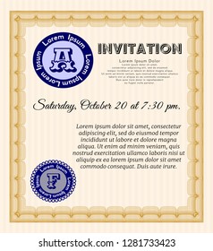 Orange Vintage invitation template. With quality background. Modern design. Customizable, Easy to edit and change colors. 