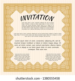 Orange Vintage invitation template. Sophisticated design. With quality background. Detailed. 