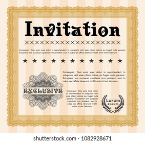  Orange Vintage invitation template. Vector illustration. With background. Perfect design. 