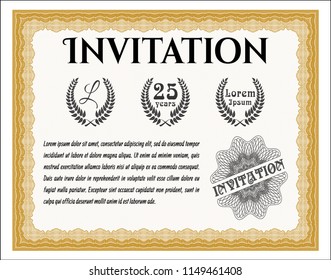 Orange Vintage invitation template. Vector illustration. With background. Good design. 
