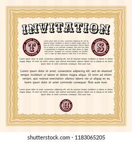 Orange Vintage invitation template. Vector illustration. With background. Good design. 