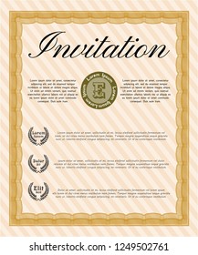 Orange Vintage invitation template. Vector illustration. Easy to print. Beauty design. 