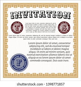 Orange Vintage invitation template. Vector illustration. With quality background. Excellent design. 