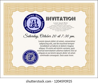Orange Vintage invitation. Vector illustration. Easy to print. Beauty design. 