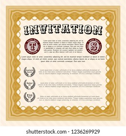 Orange Vintage invitation. Vector illustration. With background. Elegant design. 