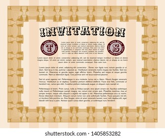 Orange Vintage invitation. Vector illustration. With complex background. Nice design. 