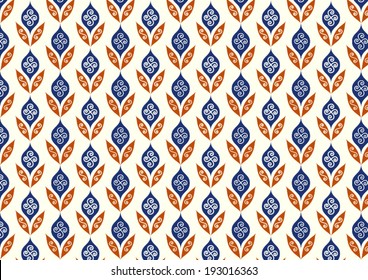 Orange vintage and old age blossom and leaves pattern on pastel background. Classic bloom and leaves pattern style for old design