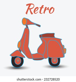 orange vintage scooter on a white background. vector illustration cartoon