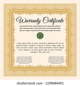 Orange Vintage Warranty Certificate template. Customizable, Easy to edit and change colors. Printer friendly. Excellent design. 