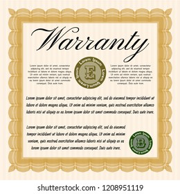 Orange Vintage Warranty Certificate template. Printer friendly. Cordial design. Customizable, Easy to edit and change colors. 
