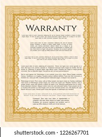 Orange Vintage Warranty Certificate template. Superior design. With background. Customizable, Easy to edit and change colors. 