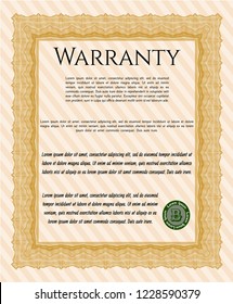 Orange Vintage Warranty Certificate template. With quality background. Customizable, Easy to edit and change colors. Perfect design. 