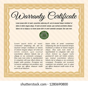 Orange Vintage Warranty Certificate template. Lovely design. Customizable, Easy to edit and change colors. Printer friendly. 
