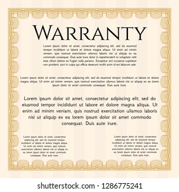 Orange Vintage Warranty Certificate template. With background. Customizable, Easy to edit and change colors. Perfect design. 