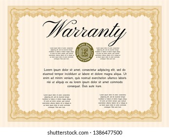 Orange Vintage Warranty Certificate template. Modern design. Customizable, Easy to edit and change colors. Printer friendly. 