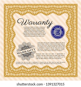 Orange Vintage Warranty Certificate template. Lovely design. With complex background. Customizable, Easy to edit and change colors. 