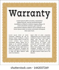 Orange Vintage Warranty Certificate template. Printer friendly. Vector illustration. Money Pattern design. 