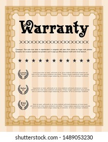 Orange Vintage Warranty Certificate template. Money Pattern. Customizable, Easy to edit and change colors. With quality background. 
