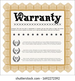 Orange Vintage Warranty Certificate template. With linear background. Customizable, Easy to edit and change colors. Artistry design. 