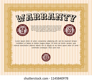 Orange Vintage Warranty template. Customizable, Easy to edit and change colors. With background. Good design. 