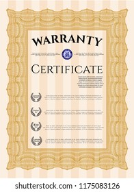 Orange Vintage Warranty template. Customizable, Easy to edit and change colors. Complex background. Cordial design. 