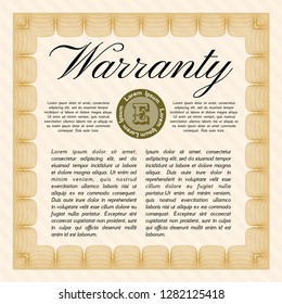 Orange Vintage Warranty template. Customizable, Easy to edit and change colors. With guilloche pattern. Excellent design. 