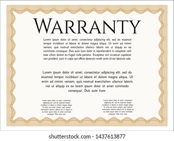 Orange Vintage Warranty template. Customizable, Easy to edit and change colors. With quality background. Elegant design. 