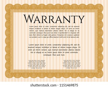 Orange Vintage Warranty template. Easy to print. Customizable, Easy to edit and change colors. Elegant design. 