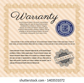 Orange Vintage Warranty template. Easy to print. Detailed. Elegant design. 