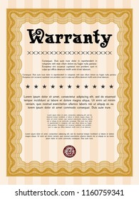 Orange Vintage Warranty template. Elegant design. Customizable, Easy to edit and change colors. With background. 